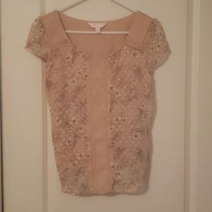 Lauren Conrad floral, lace shirt